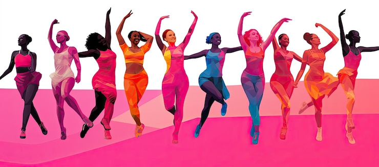 Photo les femmes dansent dans le style de corps coule impressions chorégraphie comique