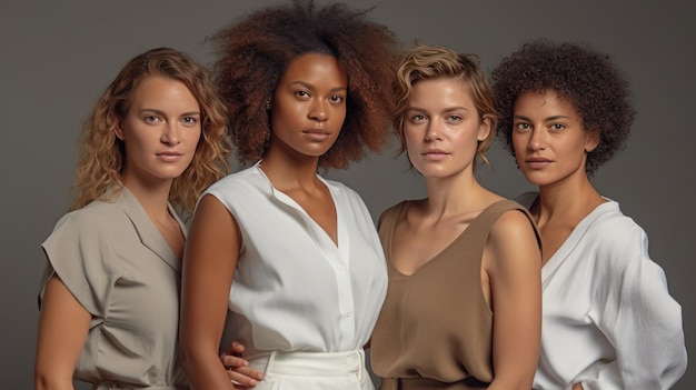 Photo des femmes diverses incarnant force, unité et élégance ensemble