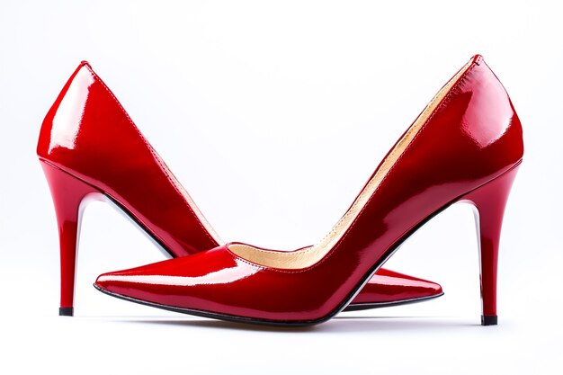 Femmes élégantes talons hauts de couleur rouge sang.