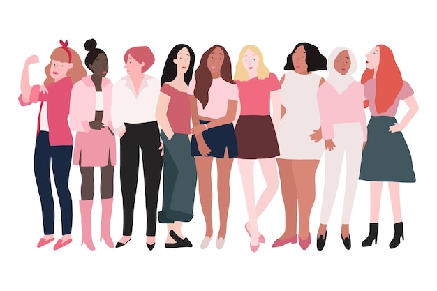 Les femmes féministes illustrations d'autocollants png fond transparent