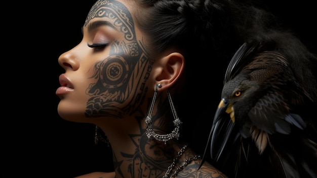 femmes avec fond d'écran Viking_tattoos_on_her_face HD 8K Image photographique