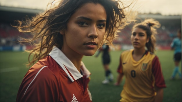 Photo les femmes de football avec un regard en colère ai générer