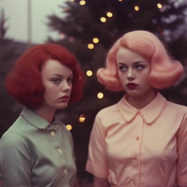 Photo les femmes de l'hiver rétro