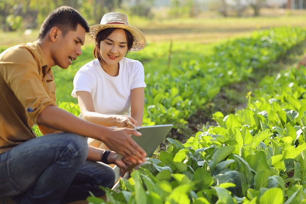 Femmes intéressées par l'agriculture biologique. Elle apprend d'un conférencier sur un terrain réel.