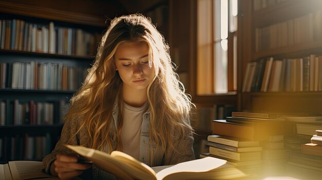 Les femmes lisent des livres dans les bibliothèques, l'éducation, l'apprentissage et l'étude de la littérature Journée mondiale du livre