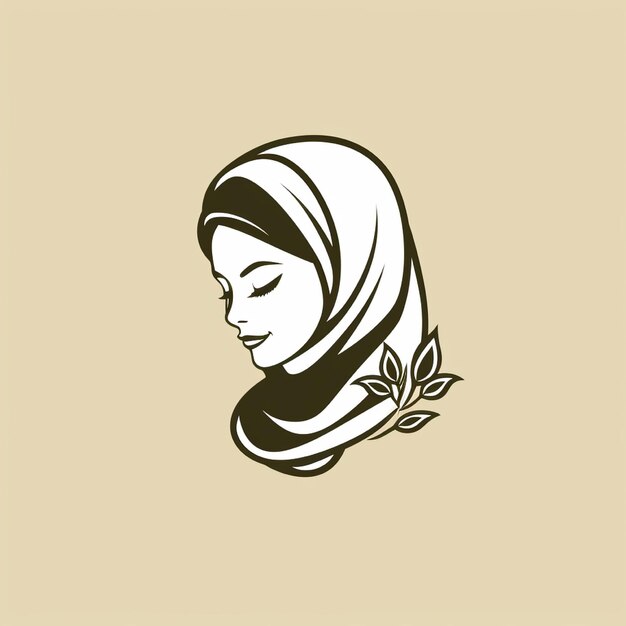 Femmes musulmanes en hijab avec un logo d'illustration de ligne dessinée à la main pour une boutique de mode ou d'affaires