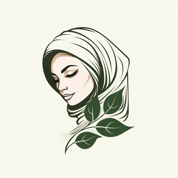Photo des femmes musulmanes en hijab avec un logo d'illustration de ligne dessinée à la main pour des boutiques de mode ou d'affaires