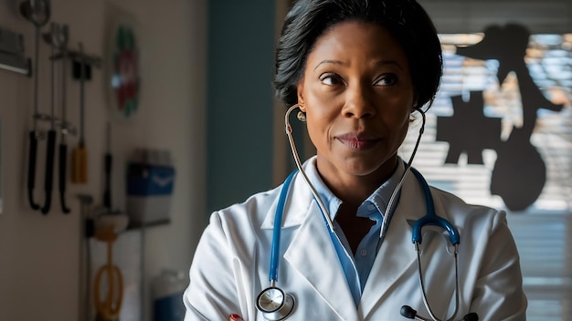 Des femmes noires avec un stéthoscope.