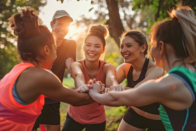 Des femmes se tenant par la main en cercle. L'une d'elles a une idée différente de ce qu'elles font.