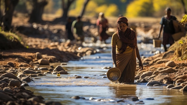 Les femmes soudanaises non identifiés travaillant sur la rivière Maroc Afrique du Nord