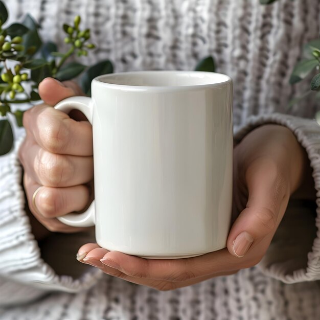 Des femmes tenant une tasse de café blanche dans le style Cottagecore