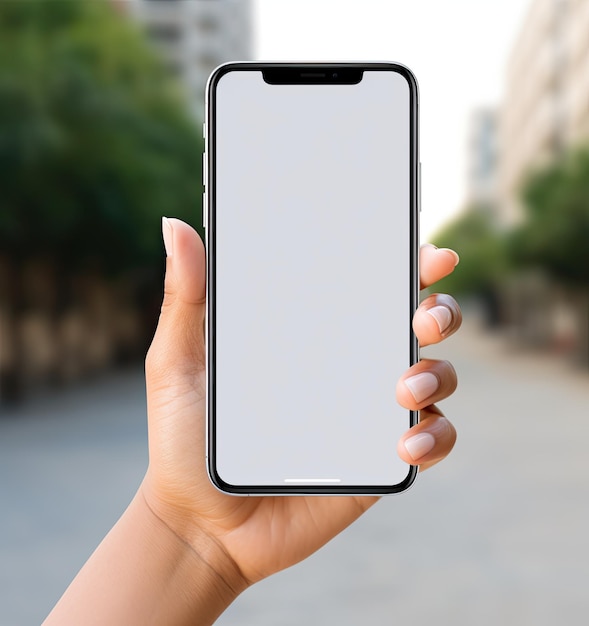 Femmes tenant un téléphone portable avec un écran vide représentant la technologie