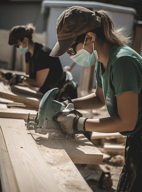 Femmes travaillant comme charpentière