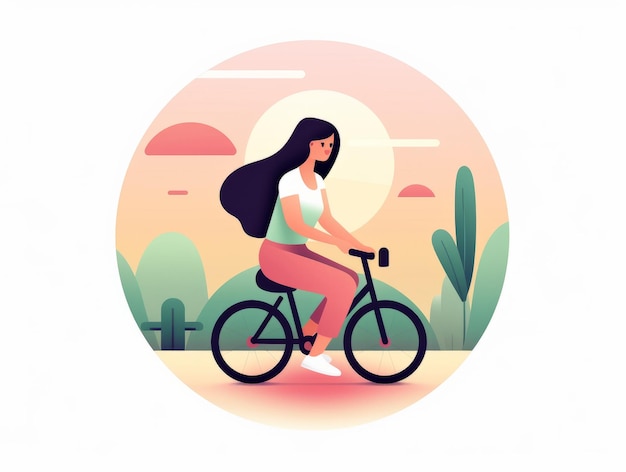 Des femmes à vélo dans un environnement sain, un design respectueux de l'environnement