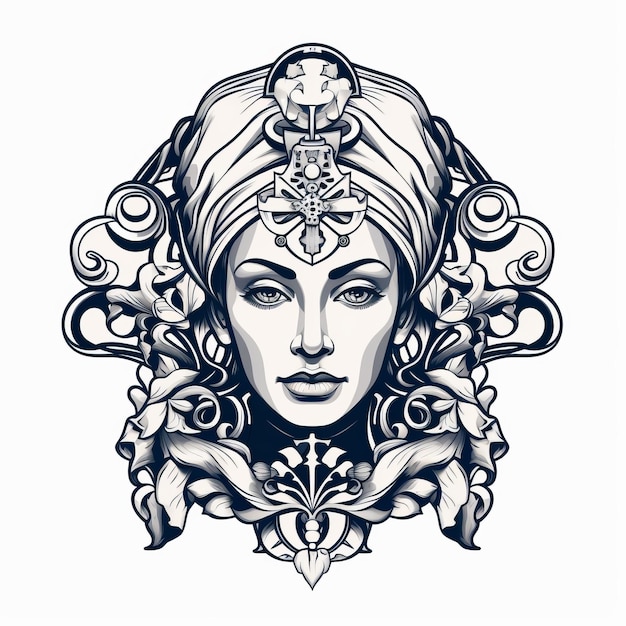 Des femmes vintage dans un turban Artgerm inspiré par l'illustration du symbolisme sombre