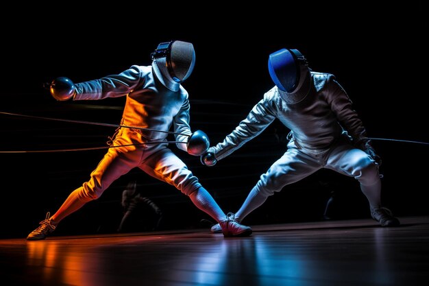 Des fencers adolescents engagés dans un match compétitif