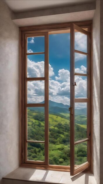 Fenêtre avec un fond nuageux