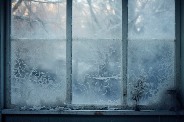 Fenêtre gelée en hiver