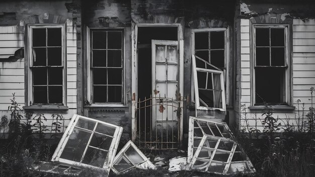 Photo une fenêtre et une porte en verre vides dans la maison