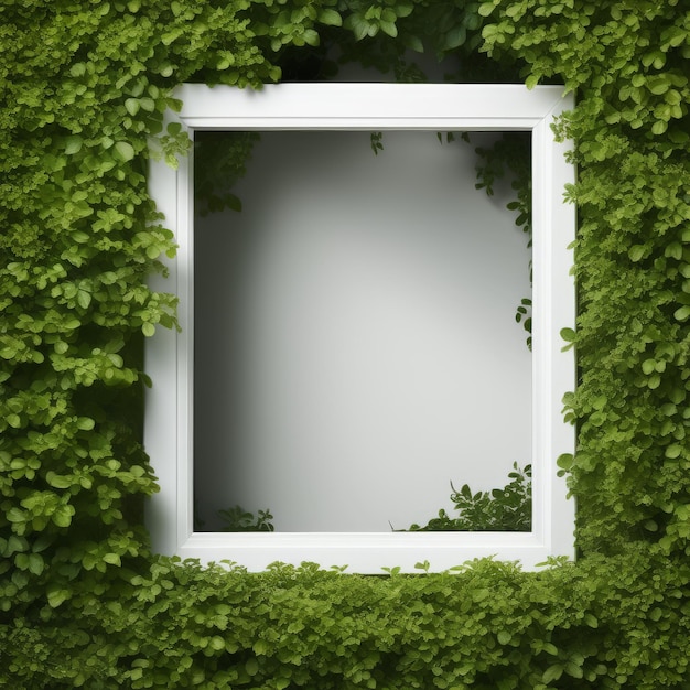 une fenêtre vide dans l'herbe verte une fenêtre blanche dans l' herbe verte
