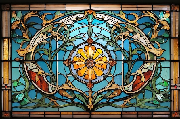 Fenêtre en vitrail de style Art Nouveau