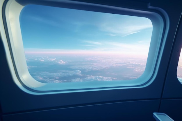 une fenêtre avec vue sur le ciel et les nuages.