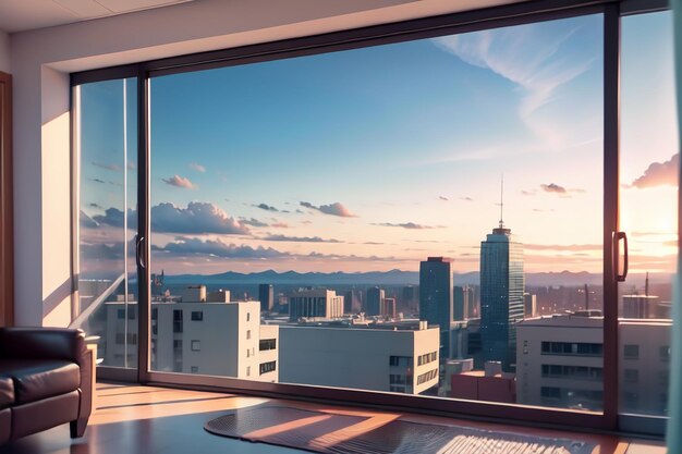 Une fenêtre avec vue sur un paysage urbain