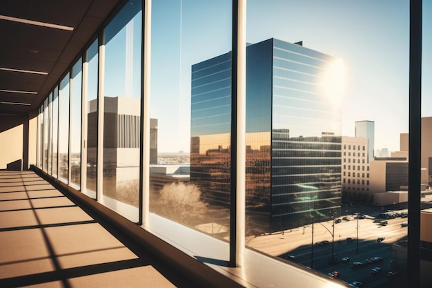 Une fenêtre avec vue sur la ville de Denver