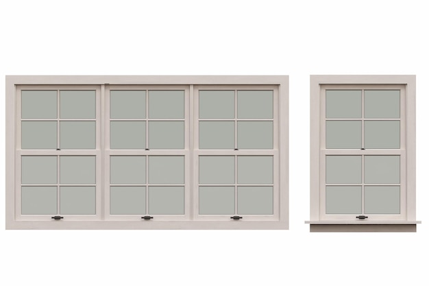 fenêtres à l'intérieur isolées sur fond blanc illustration 3D cg rendu