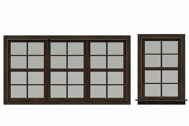 fenêtres à l'intérieur isolées sur fond blanc illustration 3D cg rendu