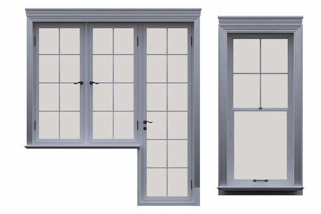 fenêtres à l'intérieur isolées sur fond blanc illustration 3D cg rendu