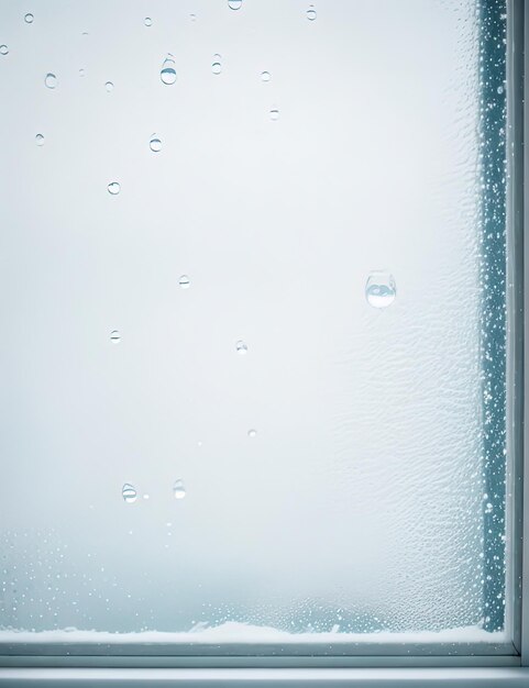 Des fenêtres en verre d'une beauté tranquille avec des gouttes d'eau et de la neige scintillantes