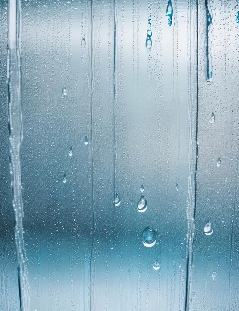 Des fenêtres en verre d'une beauté tranquille avec des gouttes d'eau et de la neige scintillantes