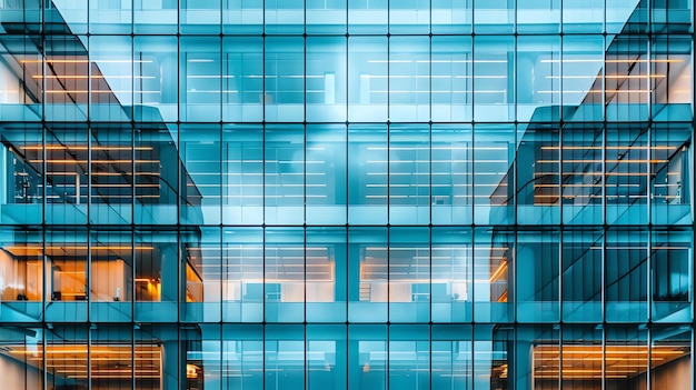 Fenêtres en verre bleu d'un immeuble de bureaux moderne