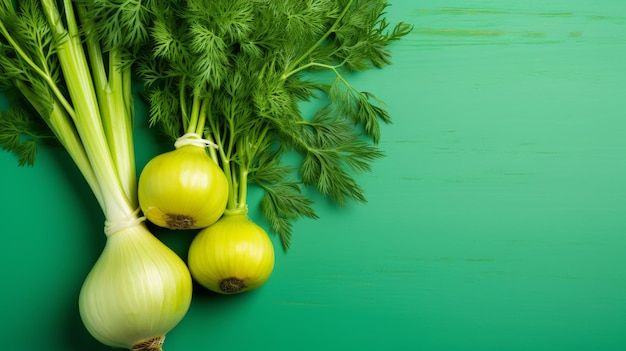 Fennel sur un fond vert de mousse de mer