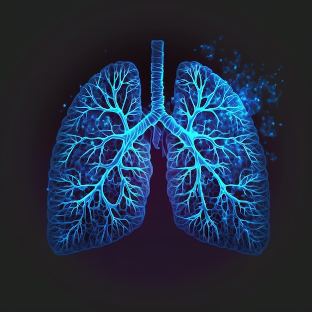 Fer fumé, métal, or et bois Illustration pulmonaire humaine 3D - Concept de conception graphique sur D isolé