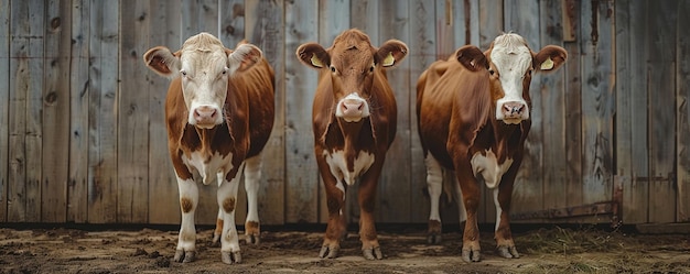 Photo ferme de bétail avec portrait de famille de vaches