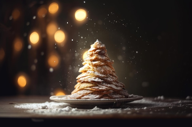 Fermé de biscuits sapin de Noël et fond bokeh Célébration fond de jour de Noël