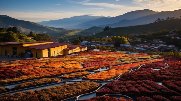 Photo ferme de café à manizales en colombie couleur lumineuse génératif ai