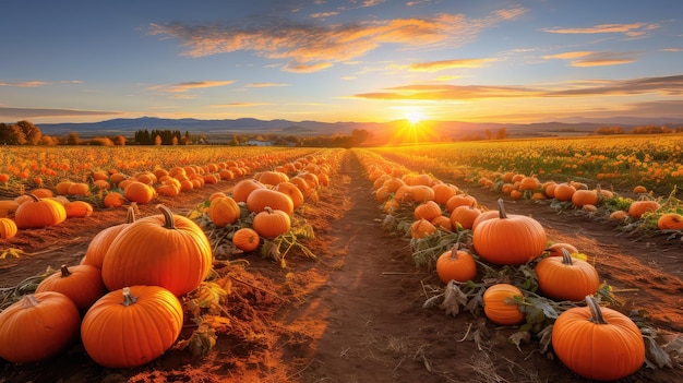 Ferme de citrouilles à l'orange