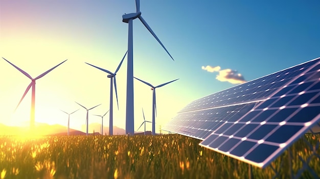 Photo ferme énergétique d'éoliennes