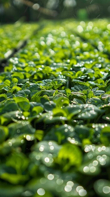 Photo une ferme d'escargots brille de rosée sous le lever du soleil révélant la beauté sereine de l'héliculture au début d'une nouvelle journée