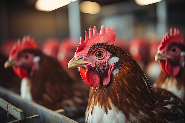 Ferme de poulets avec poulets ferme de volailles élevage et agriculture modernes IA générative