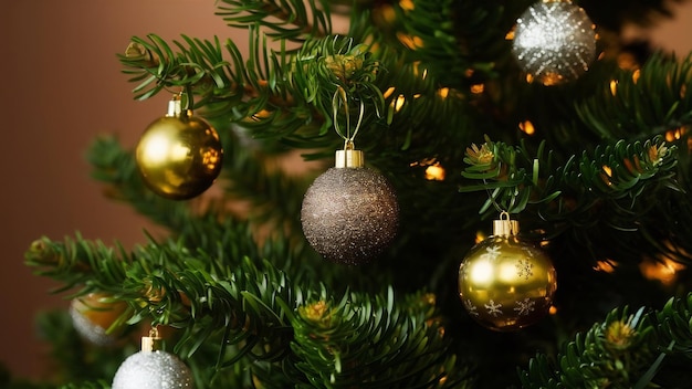 Ferme le sapin de Noël avec des boules