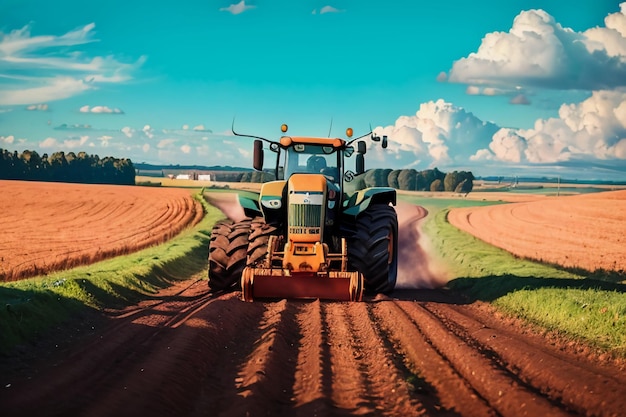 Photo ferme tracteur lourd équipement de terres arables équipement agricole mécanisé fond d'écran