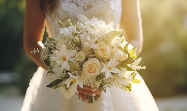 fermez le bouquet de la mariée au mariage