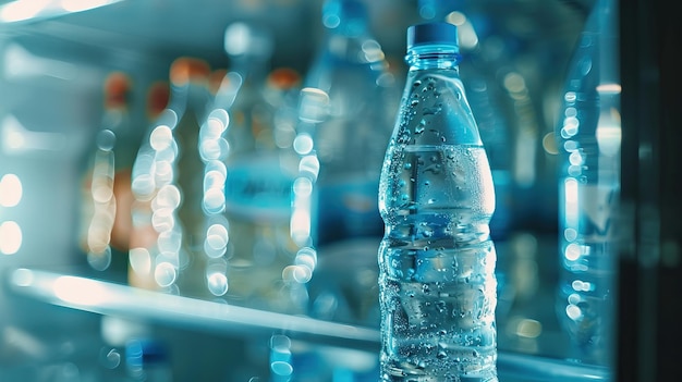 Fermez la bouteille d'eau sur l'étagère du réfrigérateur