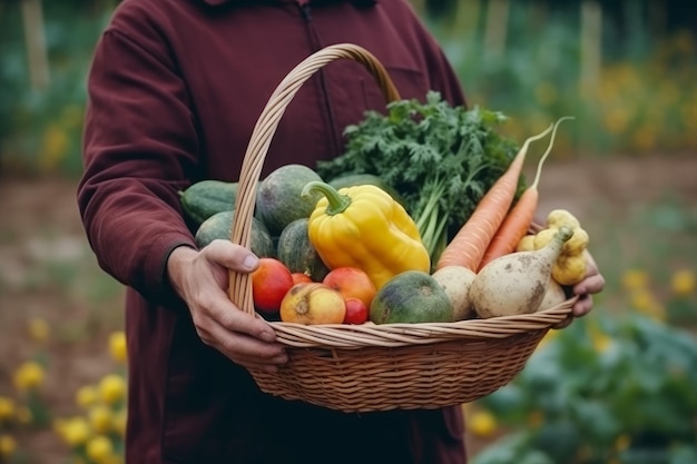 Fermier tient un panier Générer Ai