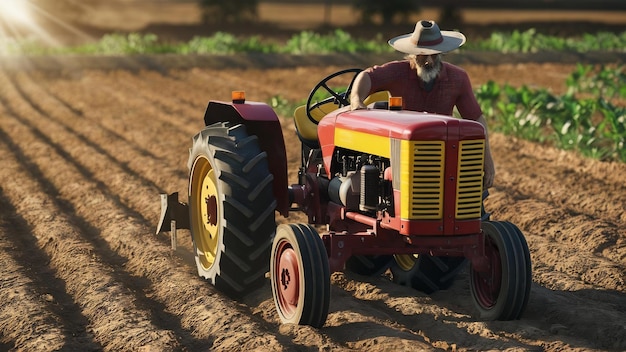 Un fermier avec un tracteur