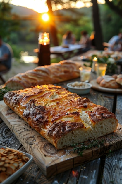 Un festin abondant sur une table en bois